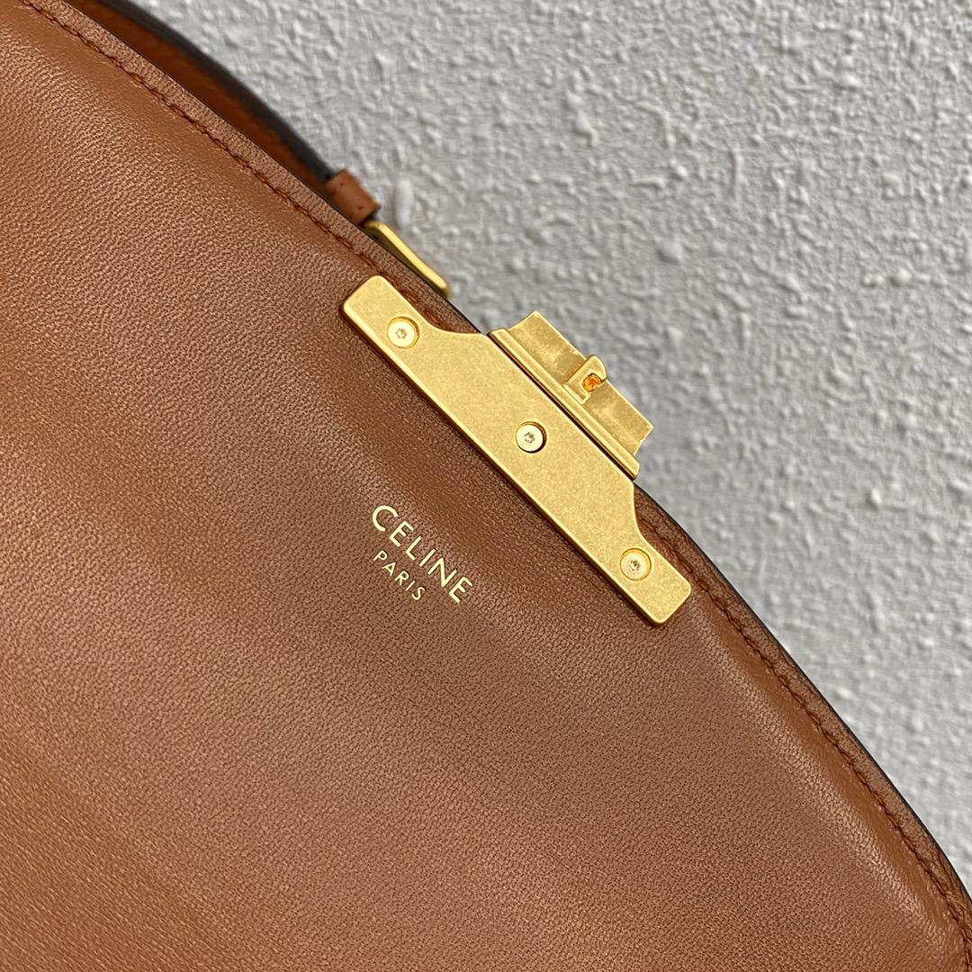 Celine Teen Classique Triomphe Bag In Textile And Calfskin Natural/Tan 188423